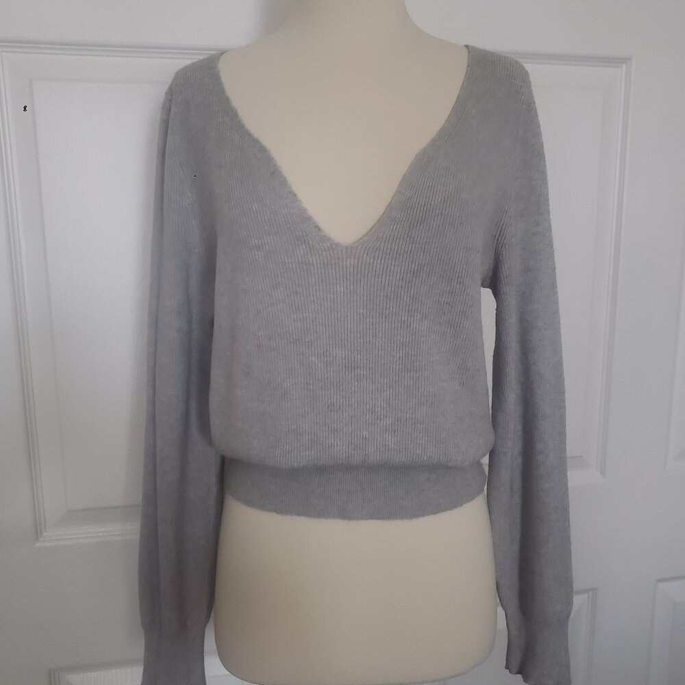 Leith Light Gray Ribbed Sweater - Picture 12 of 14